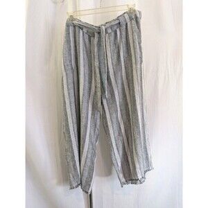 Caslon 2x Elasticized Tie Slash Pocket Tencel Wide Leg Crop Pants Stripe (O02)
